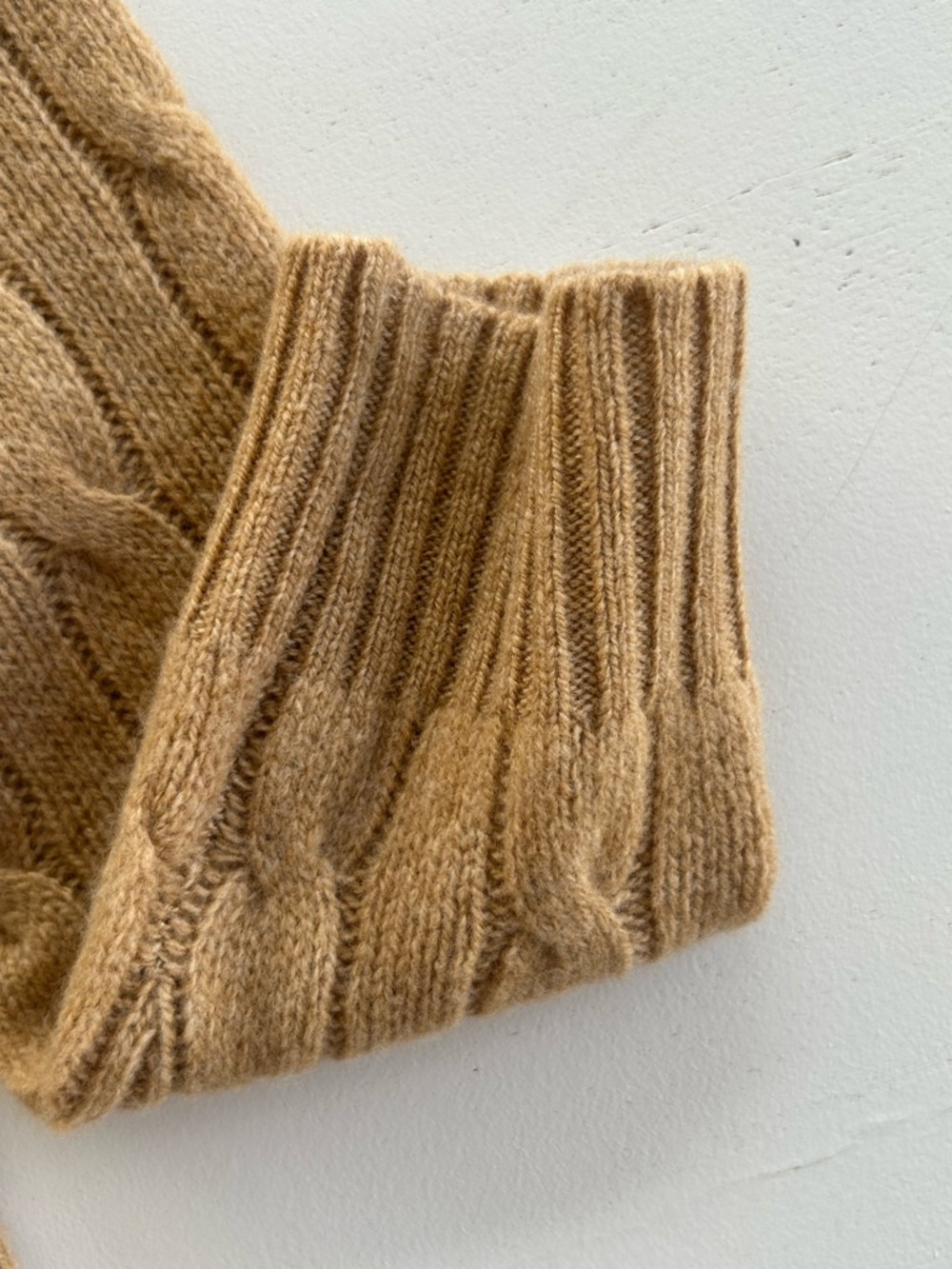 Polo Ralph Lauren Cable Knit Sweater Merino Wool Cashmere Tan Women Medium - Picture 9 of 16